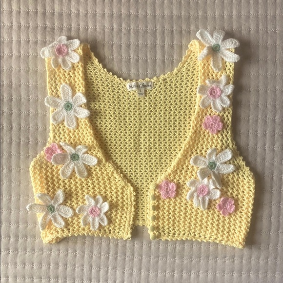For Love And Lemons - Butter Yellow Crochet Button Down Top - Picture 10 of 10